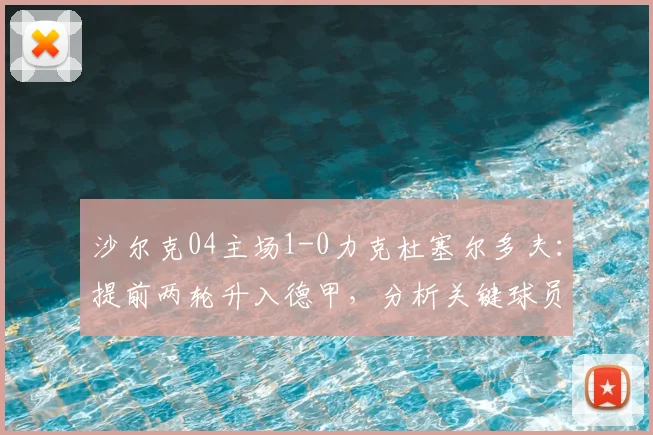 沙尔克04主场1-0力克杜塞尔多夫:提前两轮升入德甲,分析关键球员与2026年升级历程回顾